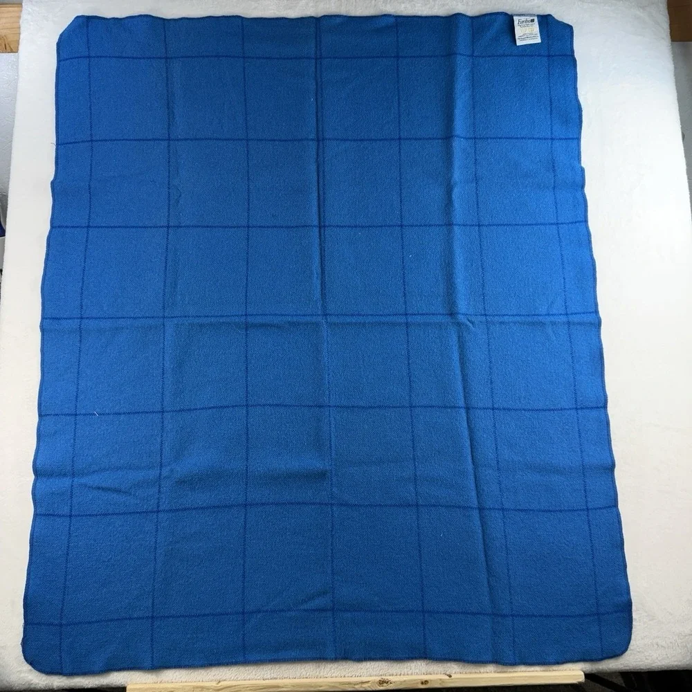 Vintage Faribo Wool Blend Blanket Throw Blue 38